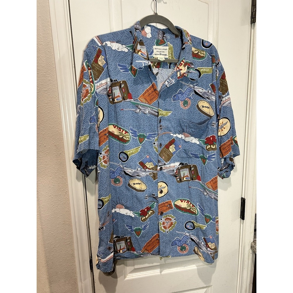 Reyn Spooner Dietrich Varez XL Hawaiian Button Up Shirt Fishing Rare VTG Hawaii